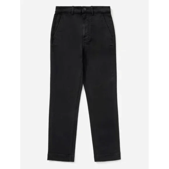 Everlane Women's The Slim Leg Crop Pants Cotton Twill Black -Pockets Size 00